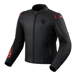 Kurtka skórzana REVIT QUADRATIC BLACK/NEON RED czarny czerwony fluo
