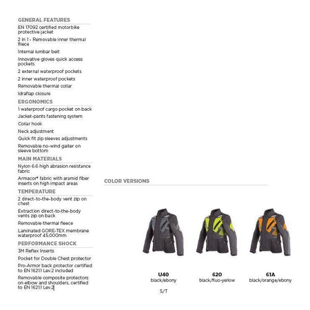 Kurtka tekstylna DAINESE GRAN TURISMO GORE-TEX BLACK/ORANGE czarny pomarańczowy