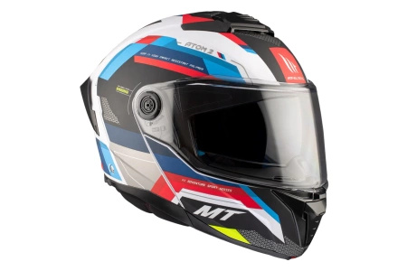 Kask szczękowy MT ATOM 2 SV BAST WHITE/BLUE/RED biały niebieski czerwony czarny