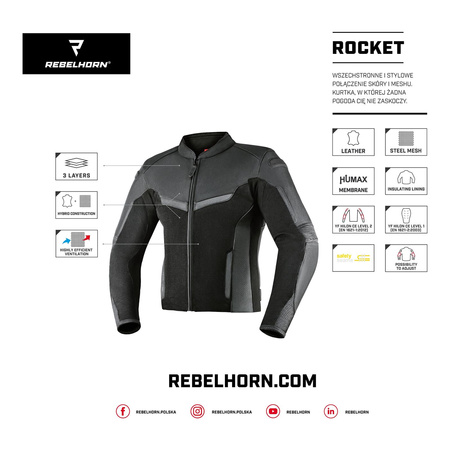 Kurtka skórzana REBELHORN ROCKET BLACK czarny