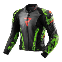 Kurtka skórzana REBELHORN VELOCE CAMO BLACK/GREEN/FLUO RED czarny zielony czerwony fluo