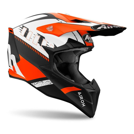 Kask cross AIROH WRAAAP FEEL ORANGE MATT czarny pomarańczowy fluo biały