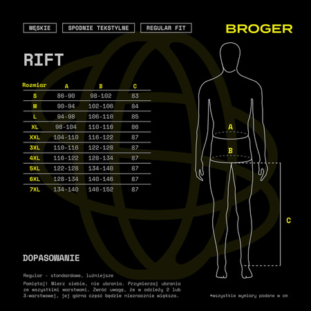 Spodnie tekstylne BROGER RIFT BLACK czarny