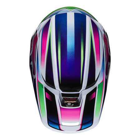 Kask cross dziecięcy FOX JUNIOR V1 GAMA MULTI fioletowy biały różowy niebieski zielony czarny