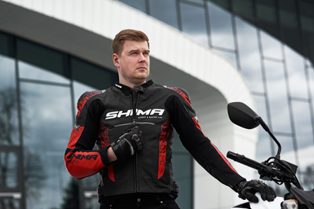 Kurtka skórzana SHIMA STR 2.0 RED czarny czerwony