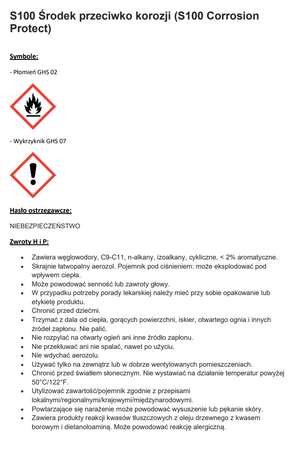 ŚRODEK ANTYKOROZYJNY S100 CORROSION-PROTECTANT 300ML