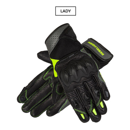 Rękawice sportowe damskie REBELHORN FLUX II LADY BLACK/FLO YELLOW czarny szary żółty fluo