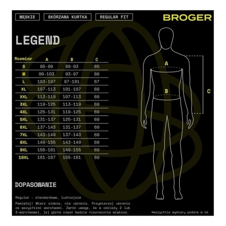 Kurtka skórzana BROGER LEGEND BLACK czarny