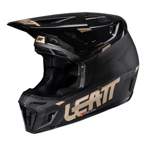 Kask cross z goglami LEATT KIT MOTO 9.5 V25 CARBON czarny złoty