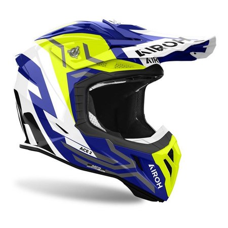 Kask cross AIROH AVIATOR ACE 2 GROUND YELLOW GLOSS granatowy żółty fluo biały