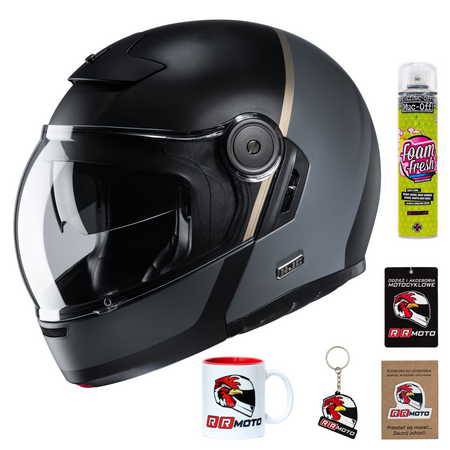 Kask szczękowy HJC V90 MOBIX GREY/BLACK czarny szary