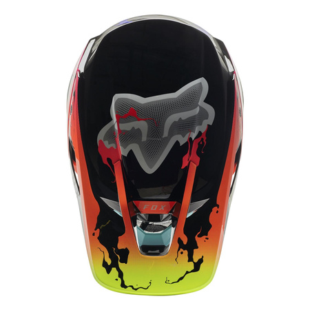 Kask cross FOX V3 RS PYRE LE MULTI pomarańczowy niebieski różowy biały żółty fluo