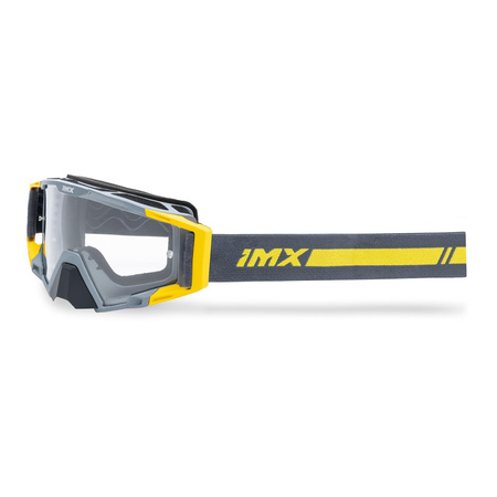 Gogle motocyklowe IMX SAND GREY MATT/FLUO YELLOW SZYBA SILVER IRIDIUM + CLEAR szary żółty fluo