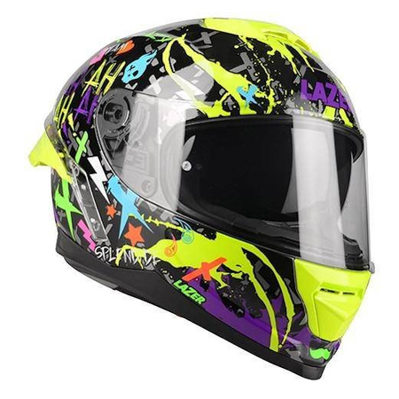 Kask integralny LAZER RAFALE SR CRAZY BLACK/MULTI czarny żółty fluo fioletowy czerwony niebieski zielony