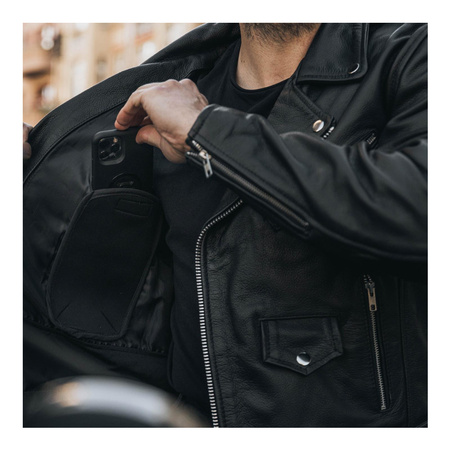 Kurtka skórzana motocyklowa ramoneska OZONE RAMONES czarna