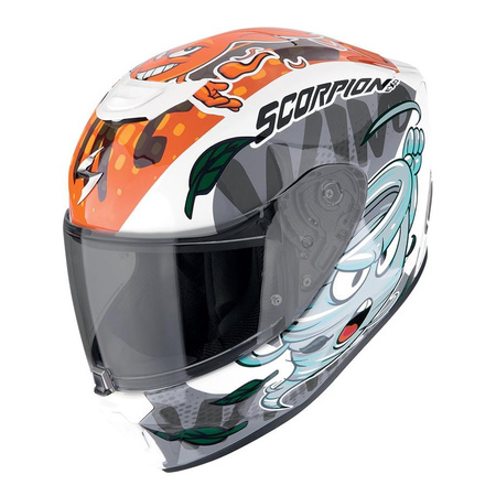 Kask integralny SCORPION EXO-JNR THE4ELEMENTS WHITE/BLACK/ORANGE biały niebieski pomarańczowy