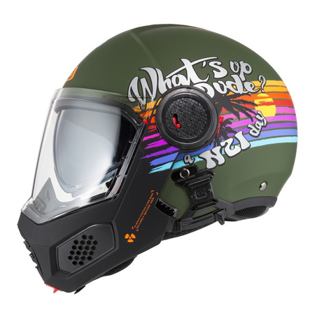 Kask szczękowy NZI MINIMOD RAINBOW GREEN BLACK SILVER MATT zielony czarny srebrny