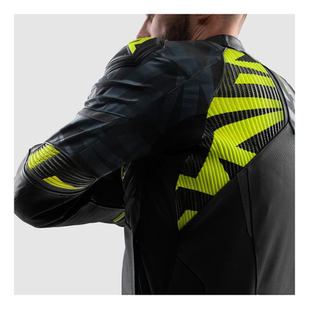 Kurtka skórzana REBELHORN VANDAL 2 BLACK/GREY/FLUO YELLOW czarny szary żółty fluo
