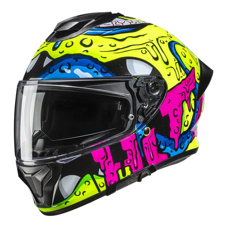 Kask integralny HJC C71 SQUEEZE YELLOW/PINK żółty fluo różowy niebieski czarny