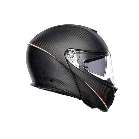 Kask szczękowy AGV SPORTMODULAR TRICOLORE CARBON MATT/ITALY czarny czerwony biały zielony