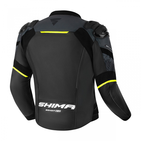 Kurtka skórzana SHIMA BANDIT 2.0 FLUO czarny biały żółty fluo