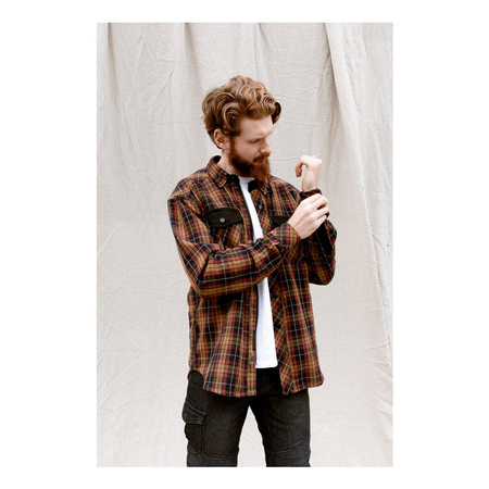 Koszula motocyklowa BROGER ALASKA CARAMEL czerwony żółty czarny