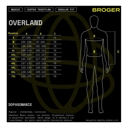 Kurtka tekstylna BROGER OVERLAND BLACK czarny