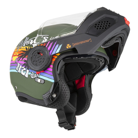 Kask szczękowy NZI MINIMOD RAINBOW GREEN BLACK SILVER MATT zielony czarny srebrny