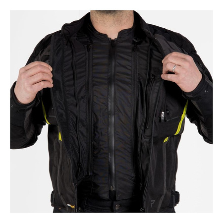 Kurtka tekstylna REBELHORN BORG BLACK/DARK czarny szary żółty fluo