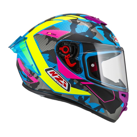 Kask integralny NZI TRENDY CAMU BLUE NEON PINK BLUE S MATT niebieski różowy