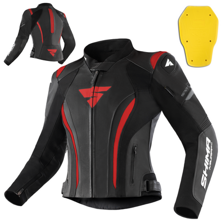 Kurtka skórzana damska SHIMA MIURA 2.0 BLACK/RED czarny czerwony biały