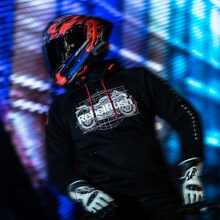 Bluza z motorem REBELRUSH NIGHTGLOW BLUEPRINT czarny