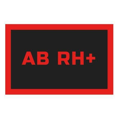 Odznaka na rzep REBELHORN GRUPA KRWI AB RH+ BLACK/RED czarny czerwony