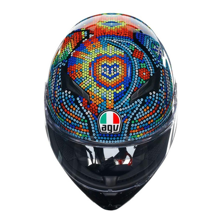 Kask integralny AGV K3 ROSSI WINTER TEST 2018 czerwony niebieski zielony czarny