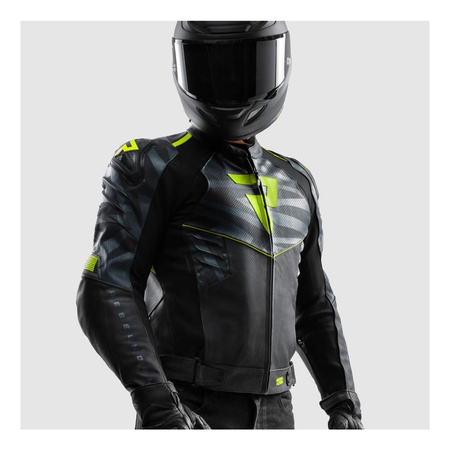 Kurtka skórzana REBELHORN VANDAL 2 BLACK/GREY/FLUO YELLOW czarny szary żółty fluo