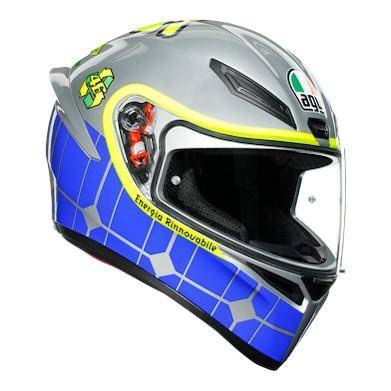 Kask integralny AGV K1 ROSSI MUGELLO 2015 srebrny niebieski żółty fluo zielony pomarańczowy czerwony