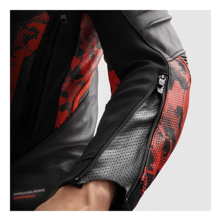 Kurtka skórzana REBELHORN VELOCE CAMO BLACK/FLUO RED czarny czerwony fluo