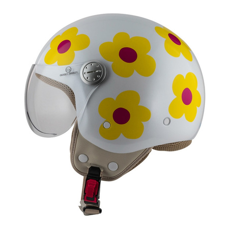 Kask otwarty NZI PASARELA MARGARITAS NARANJA Y ROSA biały czerwony żółty