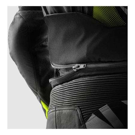 Kurtka skórzana REBELHORN INFERNO BLACK/WHITE/FLUO YELLOW czarny biały