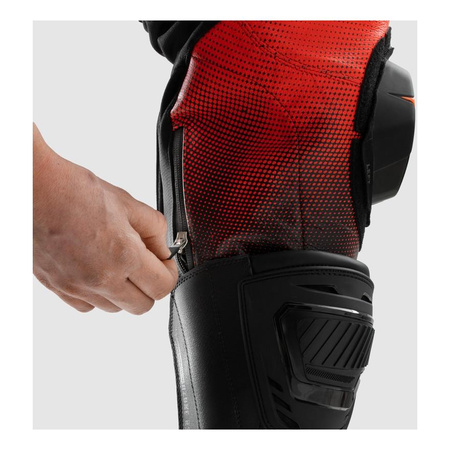 Spodnie skórzane REBELHORN INFERNO BLACK/FLUO RED czarny czerwony fluo