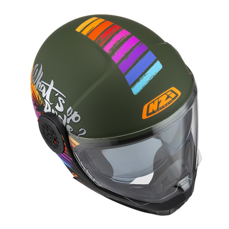 Kask szczękowy NZI MINIMOD RAINBOW GREEN BLACK SILVER MATT zielony czarny srebrny