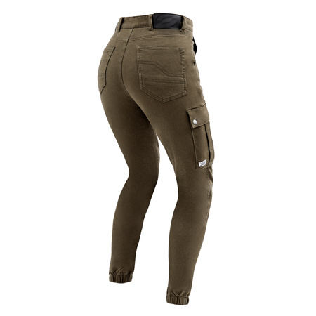 Jeansy motocyklowe damskie OZONE JANE LADY JOGGER FIT OLIVE zielony