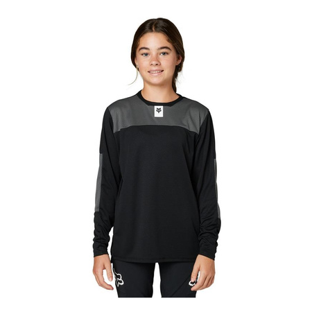 Koszulka rowerowa dziecięca FOX JUNIOR DEFEND Z DŁUGIM RĘKAWEM BLACK czarny