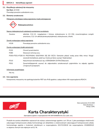 Środek do czyszczenia łańcucha GRITT BY LEATT CHAIN CLEANER TRUE BIO SPRAY 1L