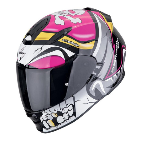 Kask integralny SCORPION EXO-491 PIRATE PINK biały czarny różowy żółty