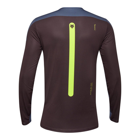 Koszulka rowerowa FOX FLEXAIR Z DŁUGIM RĘKAWEM AVIATION GRAPHITE niebieski żółty fluo