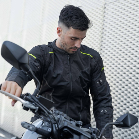 Kurtka motocyklowa tekstylna Rebelhorn Hiflow IV czarno-żółty fluo