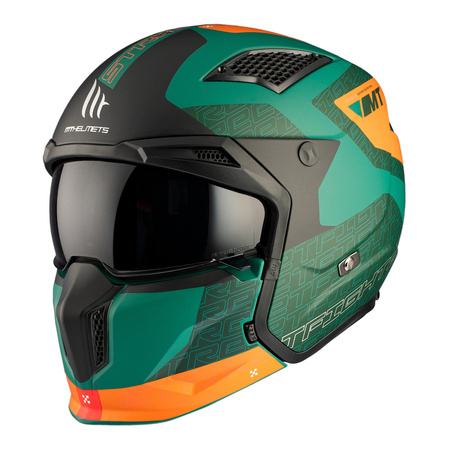 Kask otwarty MT STREETFIGHTER SV S TOTEM C6 MATT zielony pomarańczowy