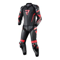 Kombinezon dwuczęściowy REBELHORN REBEL BLACK/FLO RED czarny czerwony fluo szary