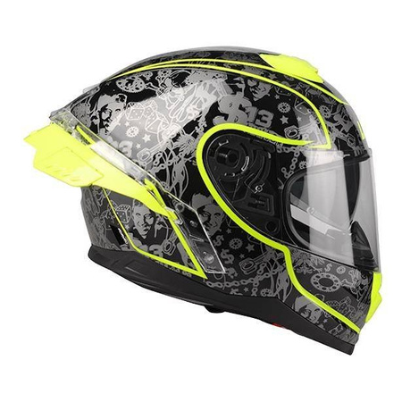 Kask integralny LAZER RAFALE SR 13 BLACK/YELLOW FLUO czarny szary srebrny żółty fluo